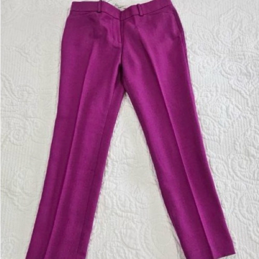 LOFT Purple Straight Leg Pants with Polished Finish